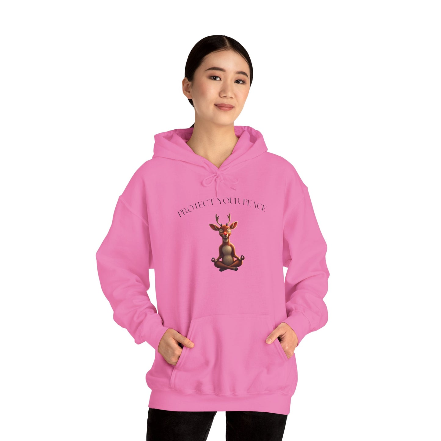 Protect Your Peace: Meditative Reindeer Hoodie