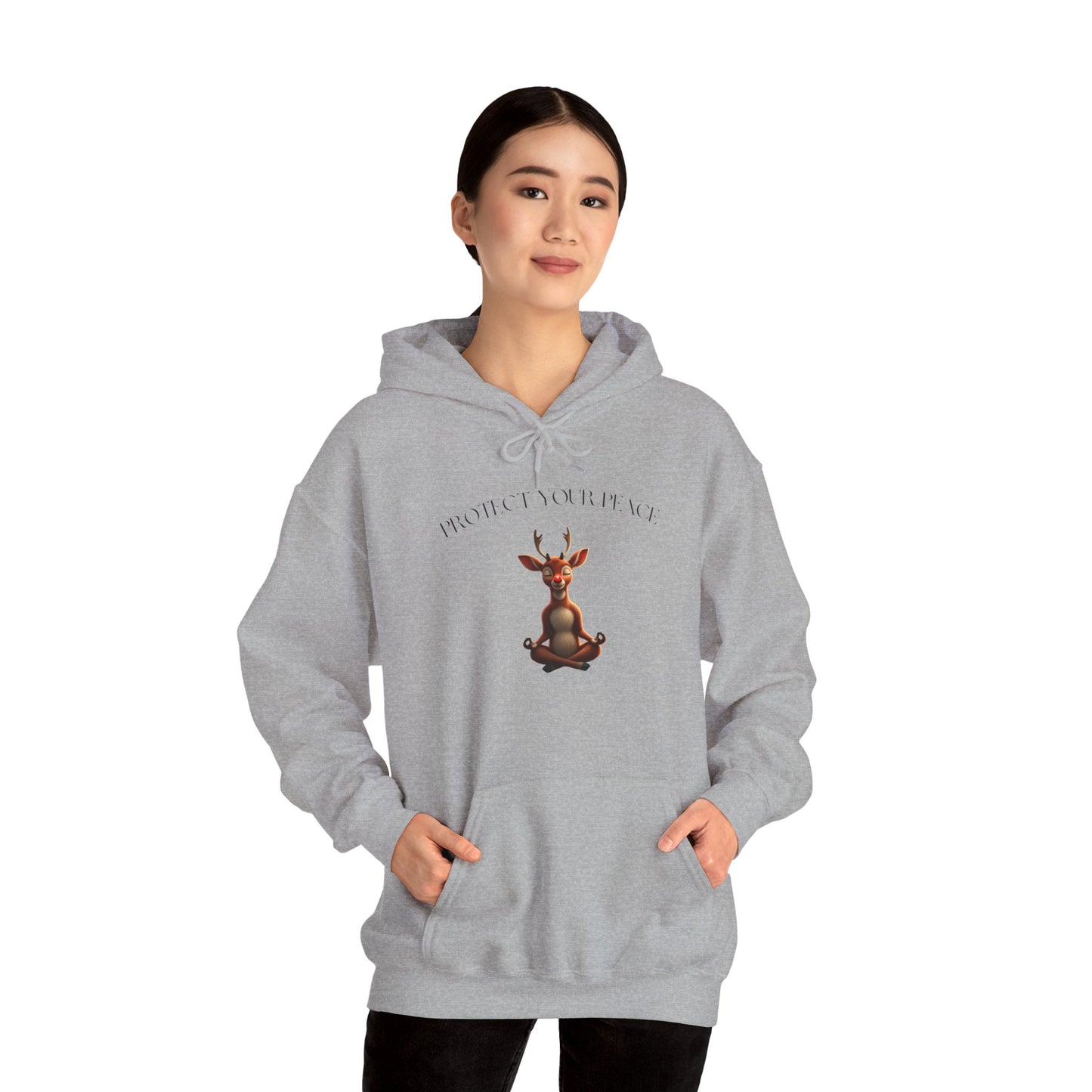 Protect Your Peace: Meditative Reindeer Hoodie