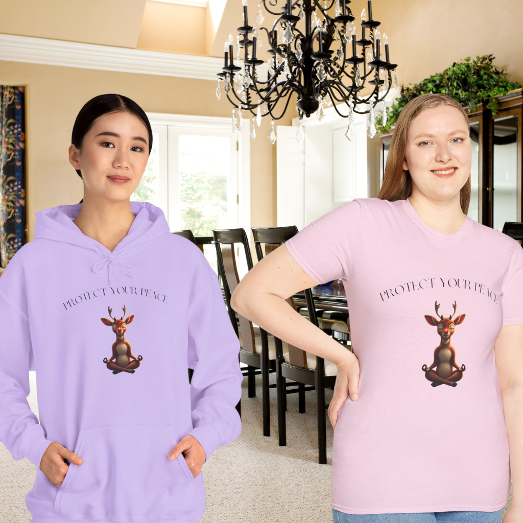 Protect Your Peace: Meditative Reindeer Hoodie